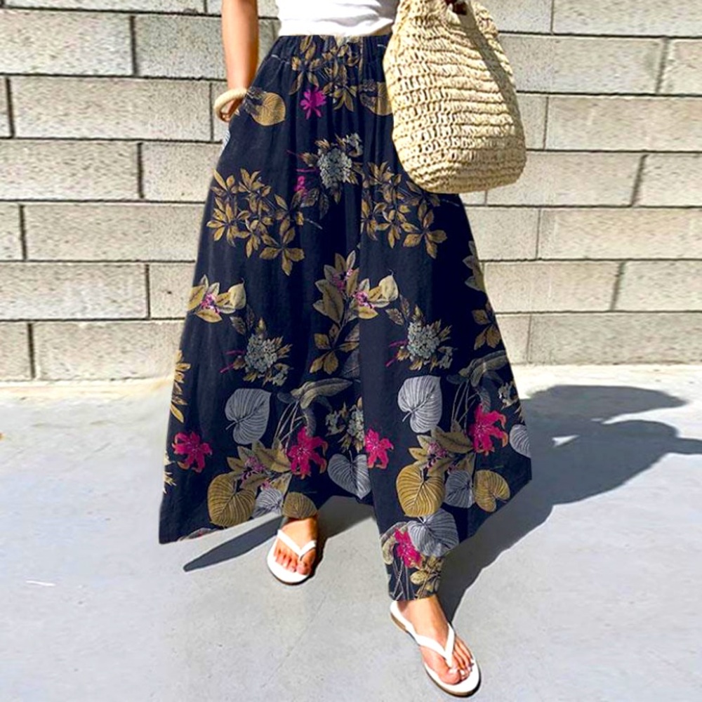 NEW Palazzo Zanzea 💯 Cotton Floral Hight Rise Drawstring  Size M